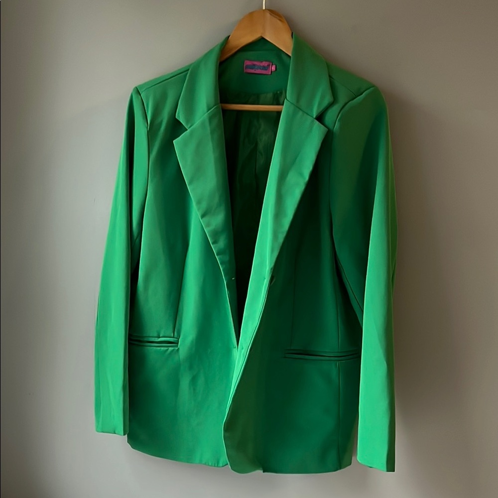 Edikted Green Blazer Classic Suit Jacket